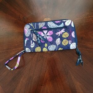 Vera Bradley Nightingale Wallet Organizer, Blue Purple, Bird Floral